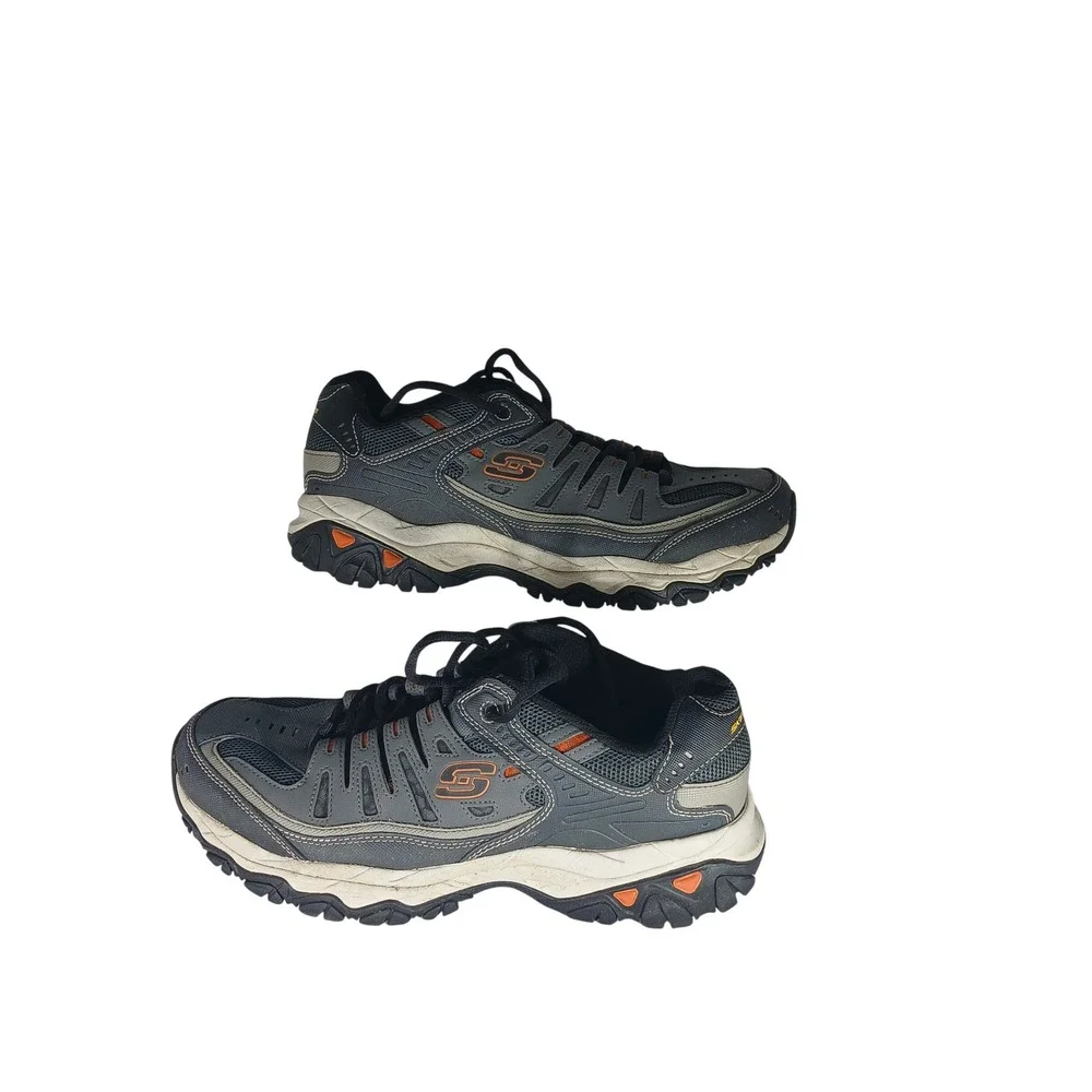 Skechers After Burn Memory Fit 8.5 Grey Black Orange Dad Chunky Trail Sneakers